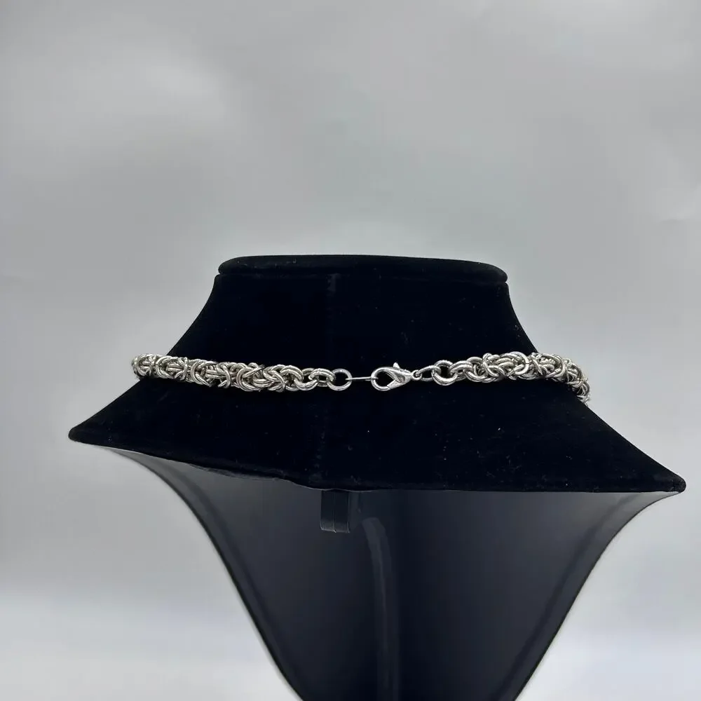 Byzantine Chain Silver Tone Necklace Long Unisex Men's Women's Costume Jewelry
